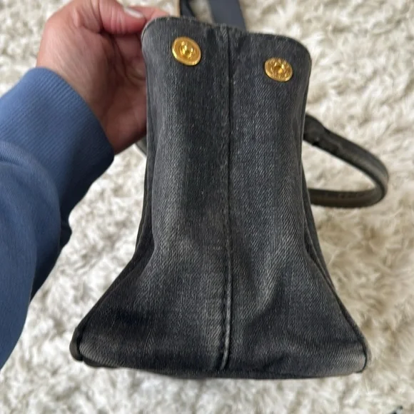 Prada Charcoal Denim canapa small tote Bag - Picture 3 of 13